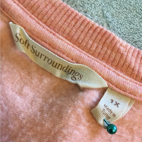 SOFT SURROUNDINGS 1X Peach long sleeve dressy sweatshirt style 5% spandex - Picture 3 of 10